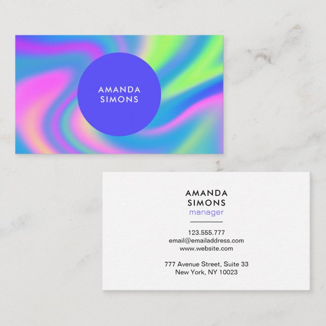 Tarjetas de presentación holográficas minimalistas (Anverso / Reverso)