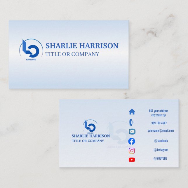 Tarjetas de presentación | Iconos de logotipo pers (Anverso / Reverso)