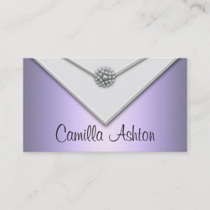 Tarjetas de presentación lavanda moradas perlas bl