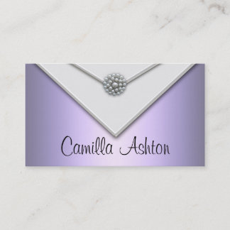 Tarjetas de presentación lavanda moradas perlas bl