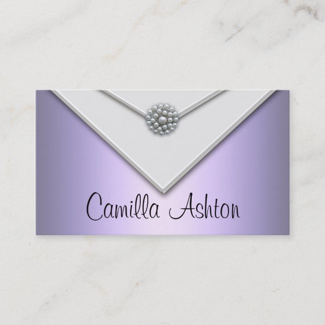 Tarjetas de presentación lavanda moradas perlas bl (Anverso)