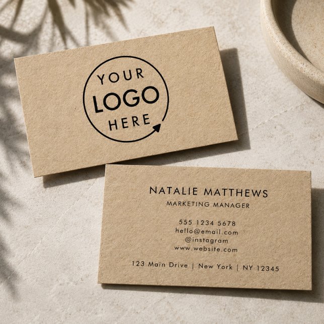 Tarjetas de Presentación | Marca de Logo Personali (Rustic kraft business cards with custom logo design for boutiques, salons, and small businesses)