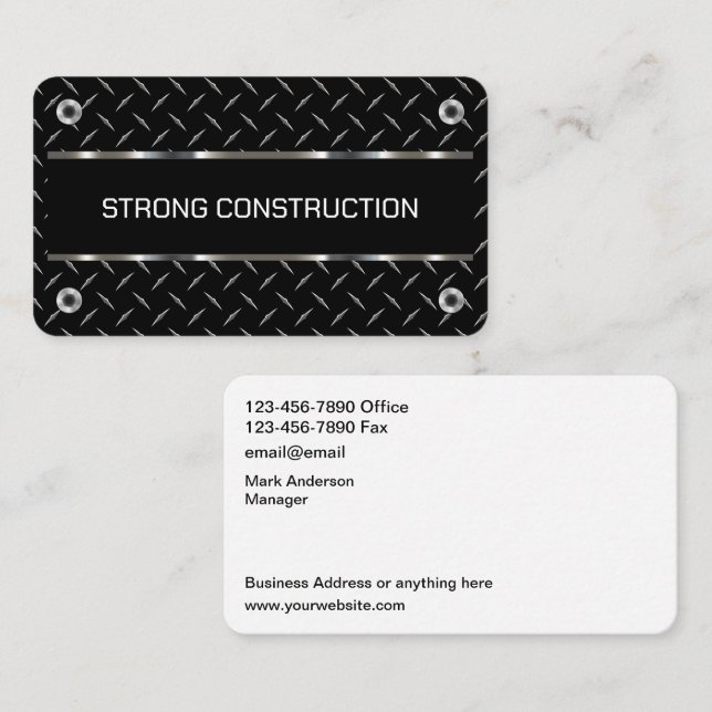 Tarjetas de presentación masculinas de construcció (Anverso / Reverso)