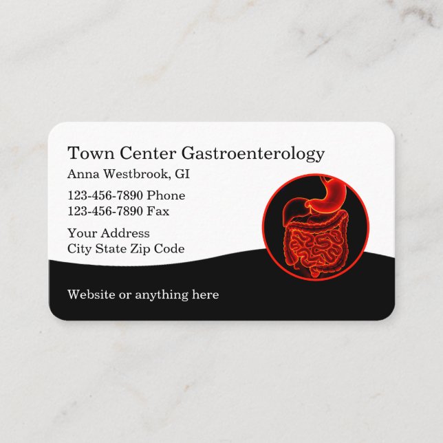 Tarjetas de presentación médicas de gastroenterólo (Anverso)
