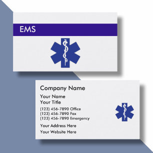 Tarjetas de presentación médicas EMS