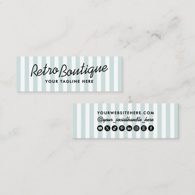 Tarjetas de presentación mini con rayas costeras r (Anverso / Reverso)