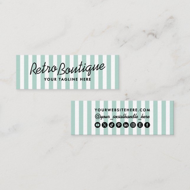 Tarjetas de presentación mini con rayas costeras r (Anverso / Reverso)