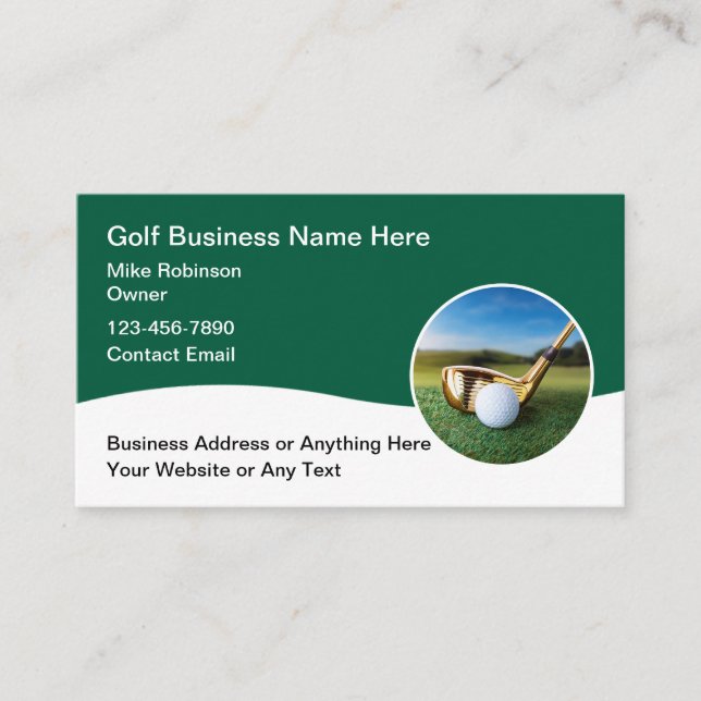 Tarjetas de presentación modernas con tema de golf (Anverso)