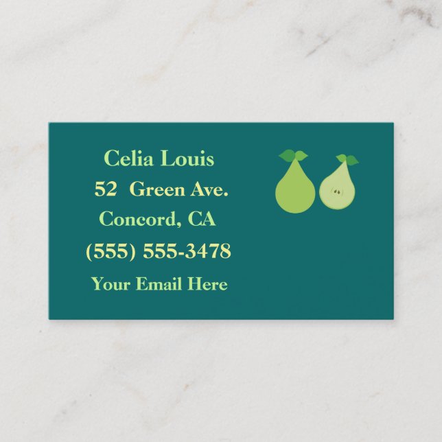 Tarjetas de presentación modernas de Green Pear (Anverso)