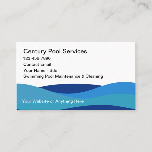 Tarjetas de presentación modernas de piscina (Anverso)