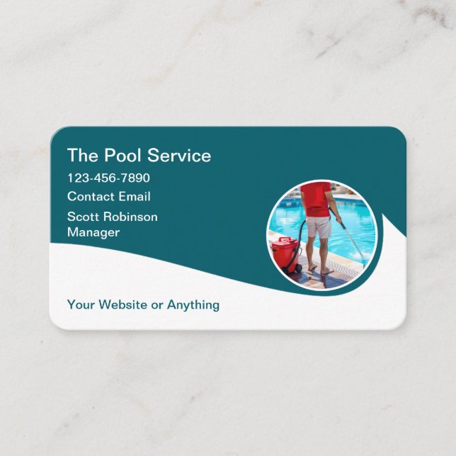 Tarjetas de presentación modernas de Piscina (Anverso)