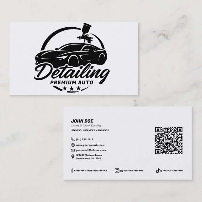 Tarjetas de presentación modernas de taller de car (Anverso / Reverso)