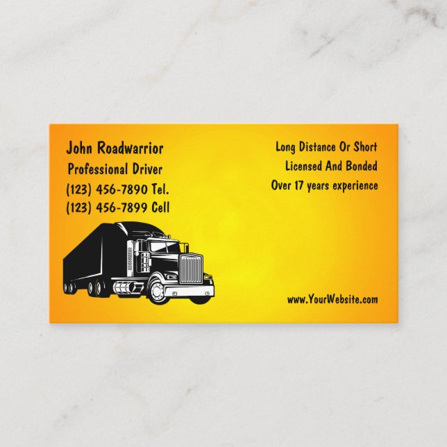 Tarjetas de presentación modernas para camioneros (Anverso)