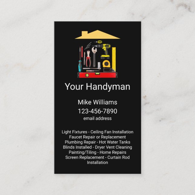Tarjetas de presentación modernas para Handyman Bu (Anverso)