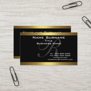 Tarjetas de presentación monograma negro y dorado