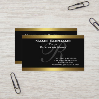 Tarjetas de presentación monograma negro y dorado