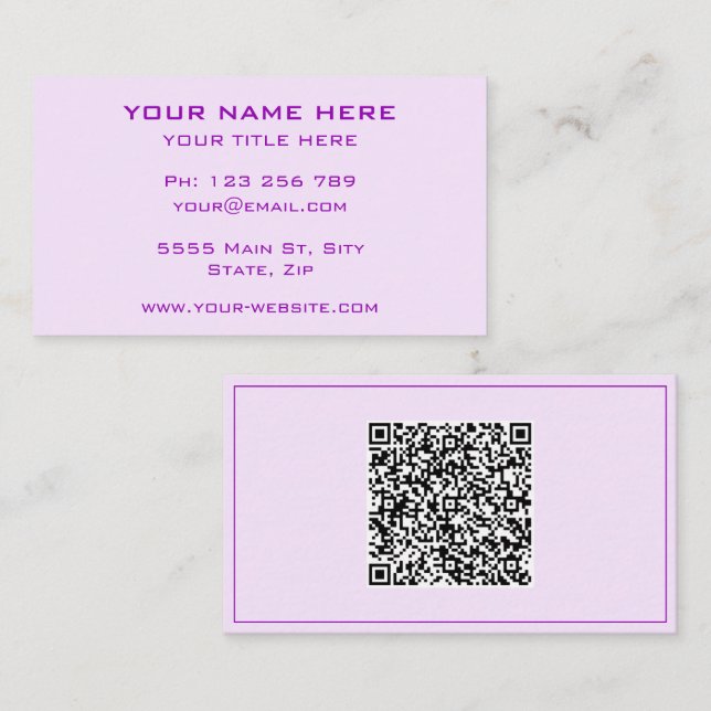Tarjetas de presentación moradas personalizadas co (Anverso / Reverso)