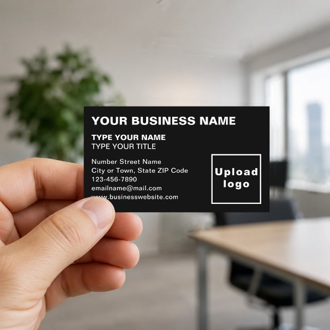 Tarjetas de presentación negras alineadas a la izq (Front of the business card)