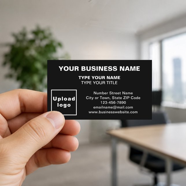Tarjetas de presentación negras alineadas al centr (Front of the business card)