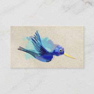 TARJETAS DE PRESENTACIÓN PÁJARO COLIBRÍ ACUARELA