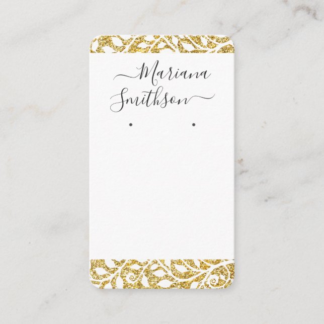 Tarjetas de presentación para aretes de oro blanco (Anverso)