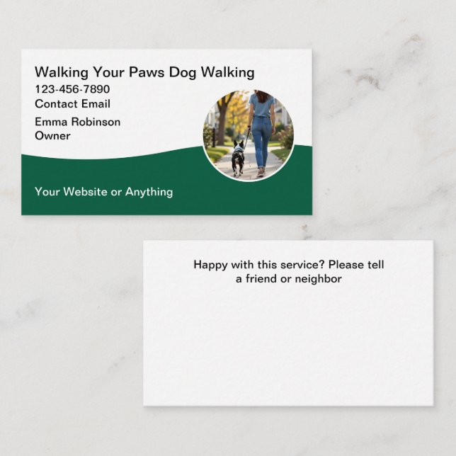 Tarjetas de presentación para negocio de paseo de  (Anverso / Reverso)