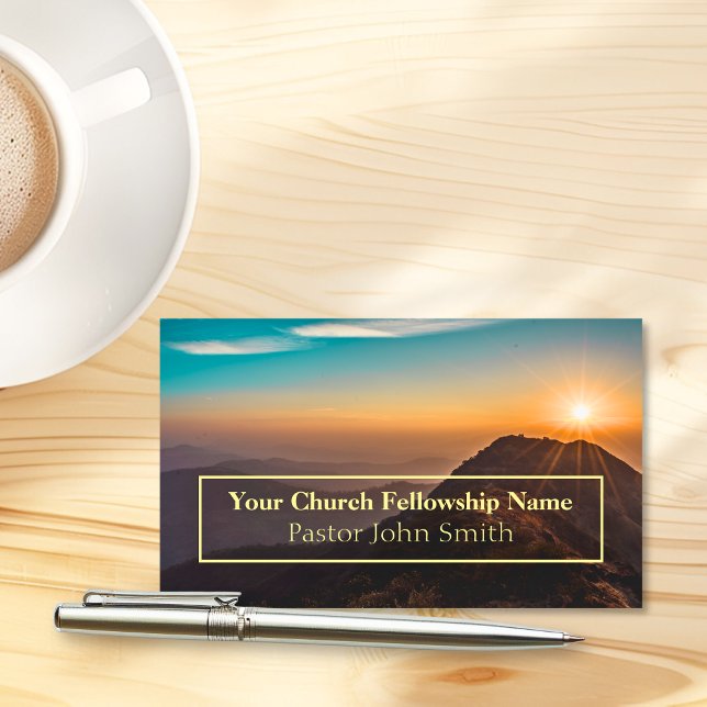 Tarjetas de presentación para pastores de la Igles (Mountain Sunrise Church Pastor Business Cards)