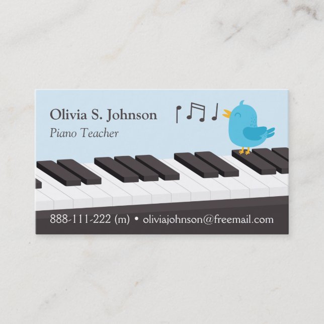 Tarjetas de presentación para profesores de piano  (Anverso)