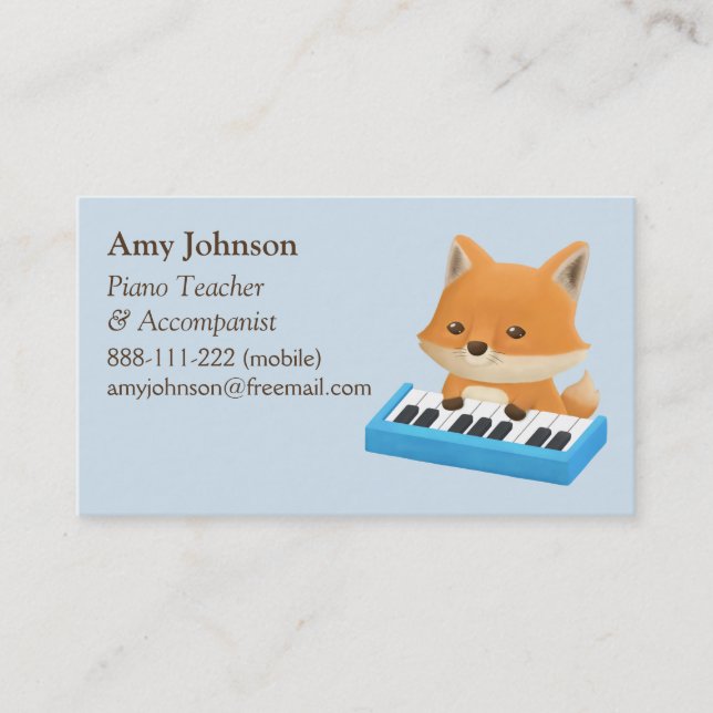 Tarjetas de presentación para profesores de piano  (Anverso)
