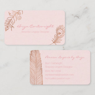 Tarjetas de presentación para Rosa Gold Feather R