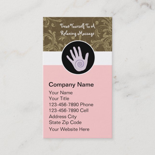 Tarjetas de presentación para terapia de masaje (Anverso)