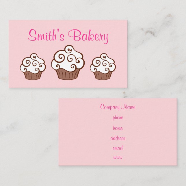 Tarjetas de presentación personalizadas para cupca (Anverso / Reverso)