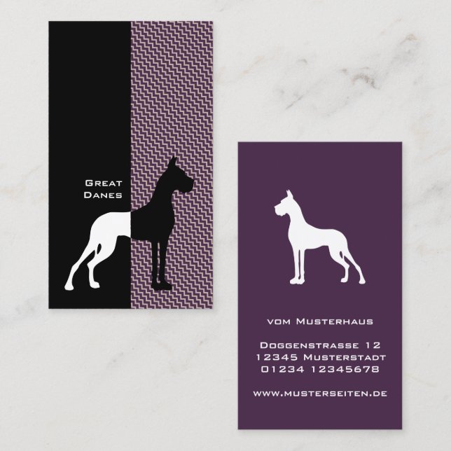 Tarjetas de presentación recortadas de Gran Danés (Anverso / Reverso)