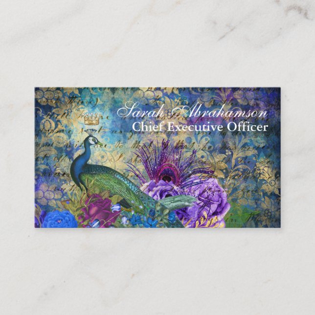 Tarjetas de presentación regias y hermosas de pavo (Anverso)