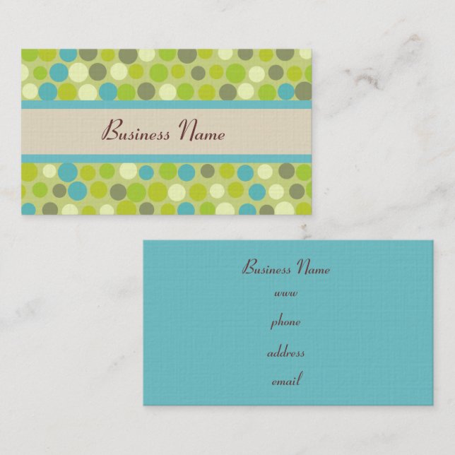 Tarjetas de Presentación Retro Verde con Lunares (Anverso / Reverso)