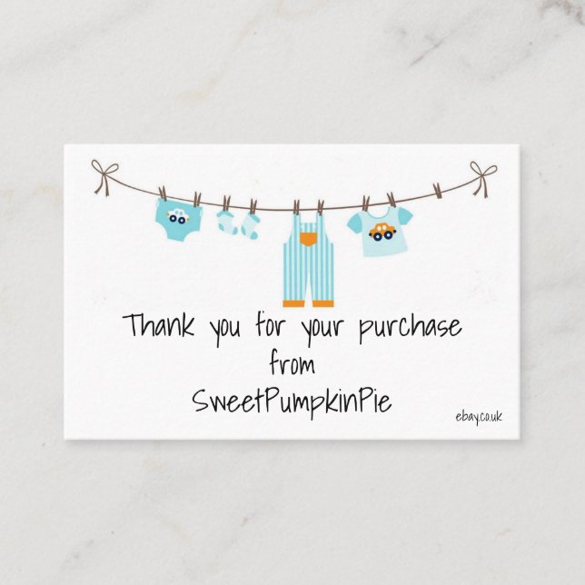 Tarjetas de presentación - Ropa de niños de bebé e (Anverso)