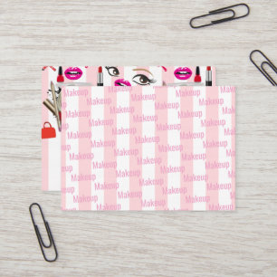 Tarjetas de presentación, rosa y blanco a rayas
