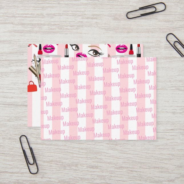 Tarjetas de presentación, rosa y blanco a rayas (Anverso/Reverso In Situ)