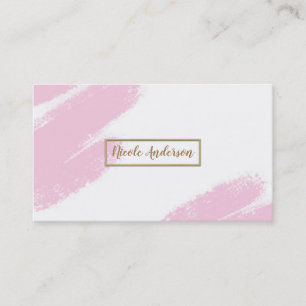 Tarjetas de presentación rosadas blancas y doradas