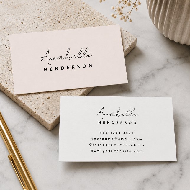 Tarjetas de Presentación Rosadas | Minimalista Ele (Blush pink minimalist business cards for boutiques, salons, creatives, and personal brands)