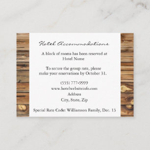 Tarjetas de presentación Rustic Wood Hotel