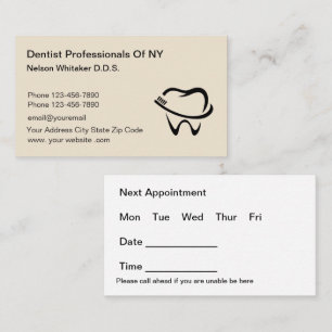 Tarjetas de presentación simples para citas dental