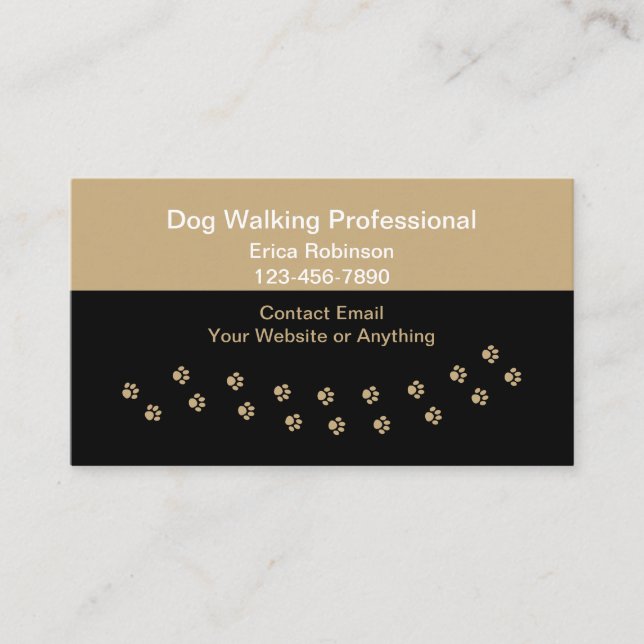 Tarjetas de presentación simples para pasear perro (Anverso)