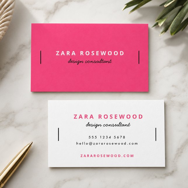 Tarjetas de Presentación | Tarjeta de Contacto Mod (Bold hot pink minimal business cards for networking, client meetings, package inserts, and branding)