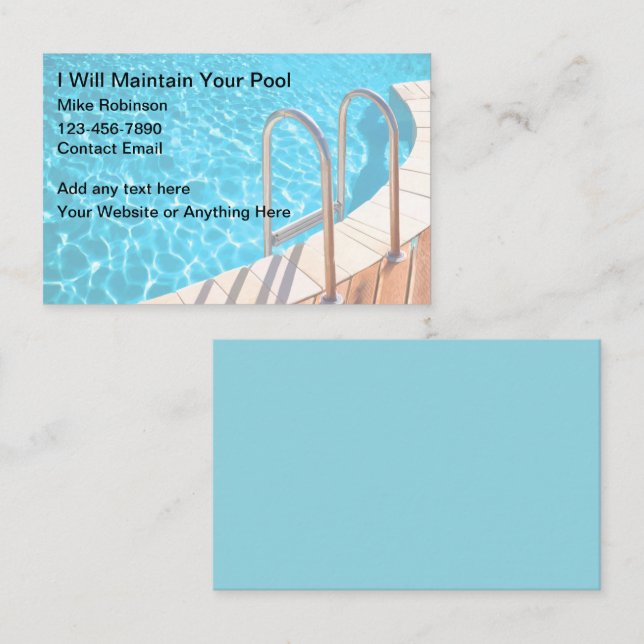 Tarjetas de presentación únicas para piscinas (Anverso / Reverso)