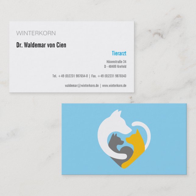 tarjetas de presentación veterinario (Anverso / Reverso)