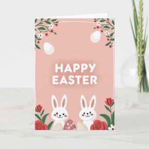 Tarjetas de primavera de conejos de Pascua felices