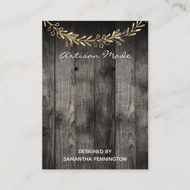 Tarjetas de producto de artesanías de madera rústi (Anverso)