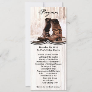 Tarjetas de programa 4x9.25 Boots Country Rustic W