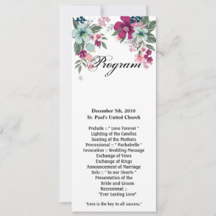 Tarjetas de programa 4x9.25 Flor tropical en blanc